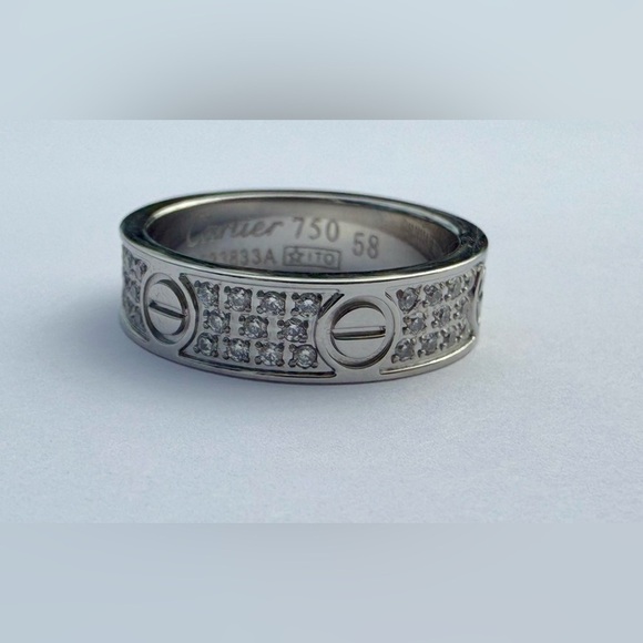 Love ring ZC 18k white gold plated unisex sz 9 - Picture 3 of 4